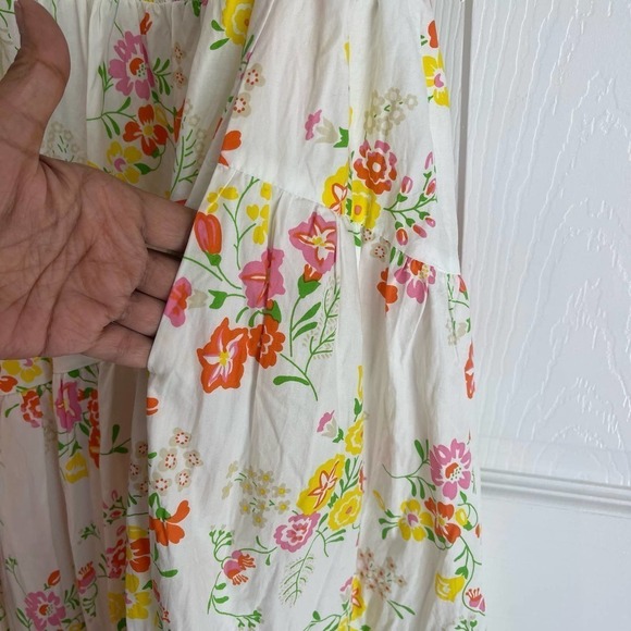 S/W/F Shirred Floral Print Halter Sleeveless Tiered Garden Party Dress Sz M NWT - Picture 11 of 13